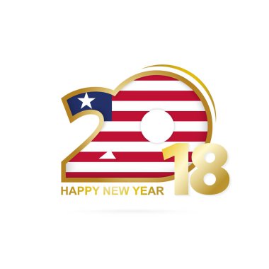 Yıl 2018 Liberya bayrağı desenli. Mutlu yeni yıl tasarım.