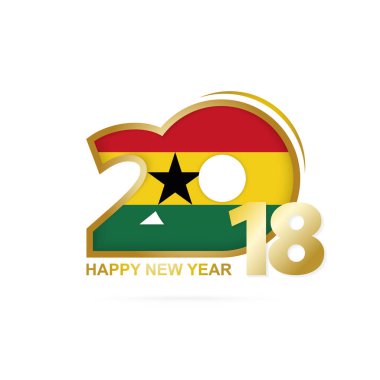 Yıl 2018 Gana bayrak desenli. Mutlu yeni yıl tasarım.