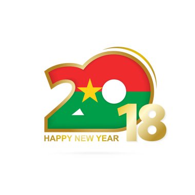 Yıl 2018 Burkina Faso bayrak desenli. Mutlu yeni yıl tasarım.