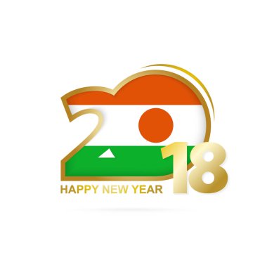 Yıl 2018 Nijer bayrak desenli. Mutlu yeni yıl tasarım.