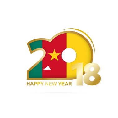 Yıl 2018 Kamerun bayrağı desenli. Mutlu yeni yıl tasarım.