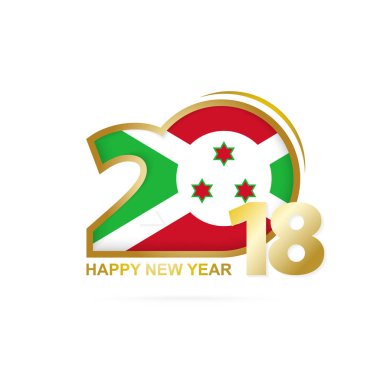 Yıl 2018 Burundi bayrağı desenli. Mutlu yeni yıl tasarım.