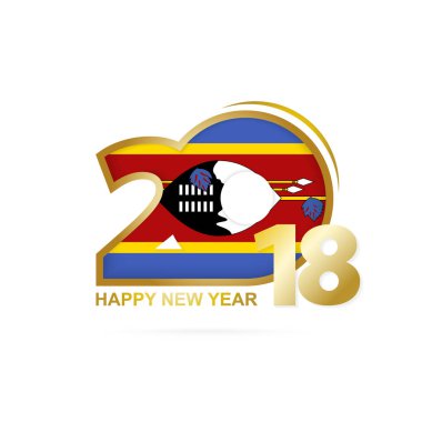 Yıl 2018 Svaziland bayrak desenli. Mutlu yeni yıl tasarım.