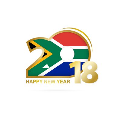 Yıl 2018 Güney Afrika bayrak desenli. Mutlu yeni yıl tasarım.