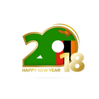 Yıl 2018 Zambiya bayrak desenli. Mutlu yeni yıl tasarım.