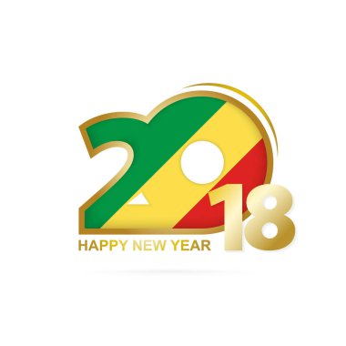 Yıl 2018 Kongo bayrak desenli. Mutlu yeni yıl tasarım.