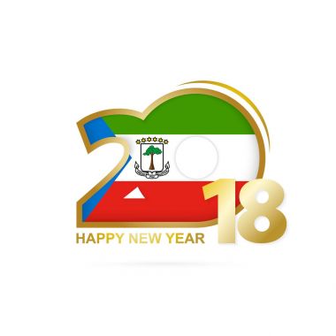 Yıl 2018 Ekvator Ginesi bayrak desenli. Mutlu yeni yıl De