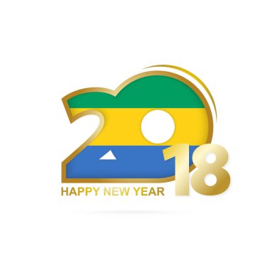Yıl 2018 Gabon bayrak desenli. Mutlu yeni yıl tasarım.