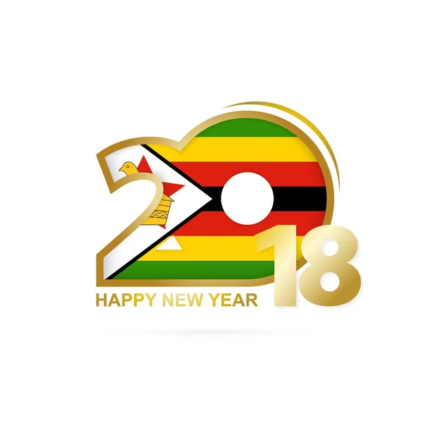 Ano 2018 com padrão de Bandeira do Zimbabué. Feliz Ano Novo Design . —  Vetores de Stock