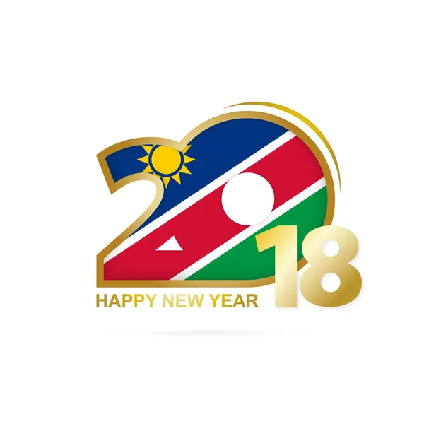 Ano 2018 com padrão Bandeira da Namíbia. Feliz Ano Novo Design . —  Vetores de Stock