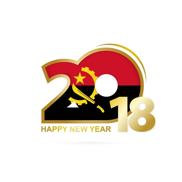 2018 год с флагом Анголы. С Новым годом! . — стоковый вектор