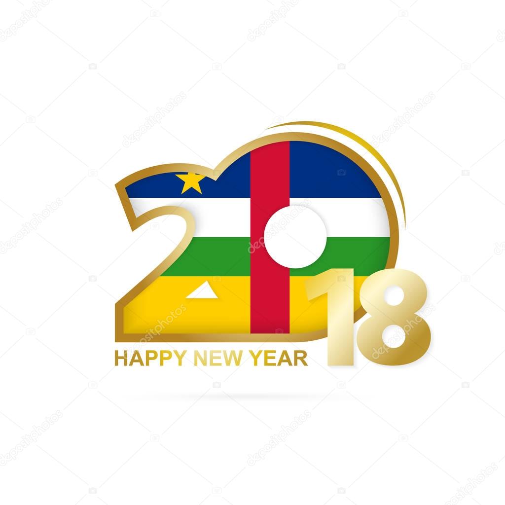 Year 2018 with Central African Republic Flag pattern. Happy New 