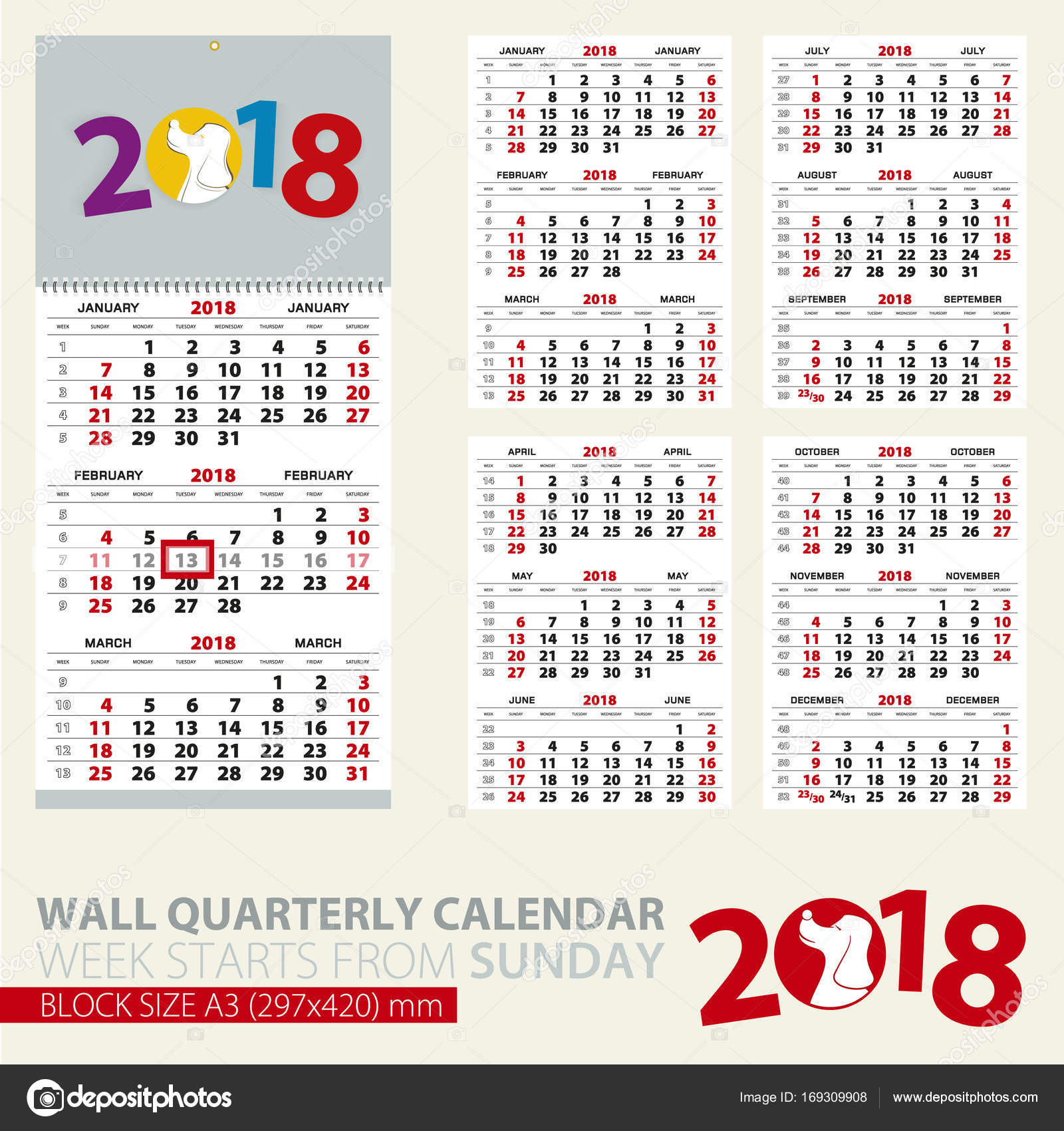 quarterly calendar template 2018