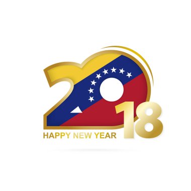 Yıl 2018 Venezuela bayrak desenli. Mutlu yeni yıl tasarım.