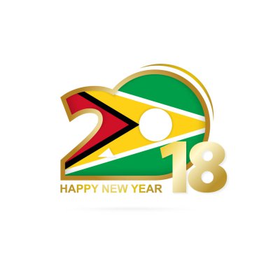 Yıl 2018 Guyana bayrak desenli. Mutlu yeni yıl tasarım.