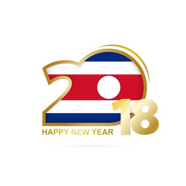 Yıl 2018 Kosta Rika bayrak desenli. Mutlu yeni yıl tasarım.
