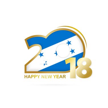 Yıl 2018 Honduras bayrak desenli. Mutlu yeni yıl tasarım.