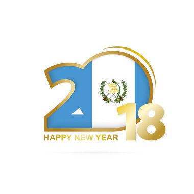 Yıl 2018 Guatemala bayrağı desenli. Mutlu yeni yıl tasarım.