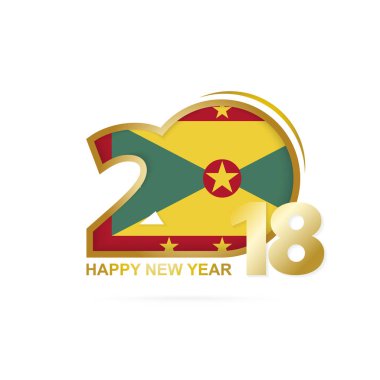 Yıl 2018 Grenada bayrağı desenli. Mutlu yeni yıl tasarım.