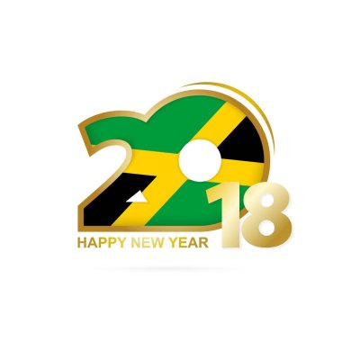Yıl 2018 Jamaika bayrak desenli. Mutlu yeni yıl tasarım.