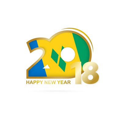 Saint Vincent ve Grenadinler bayrak deseni ile 2018 yıl. Ha