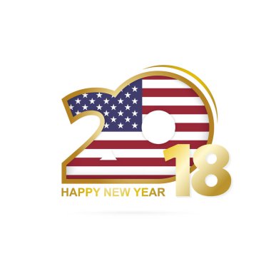 Yıl 2018 ABD bayrağı desenli. Mutlu yeni yıl tasarım.