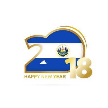 Yıl 2018 El Salvador bayrak desenli. Mutlu yeni yıl tasarım.