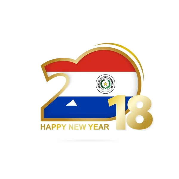 2018 год с флагом Парагвая. С Новым годом! . — стоковый вектор