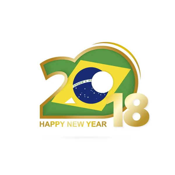 巴西国旗图案 2018 年。快乐的新年设计. — 图库矢量图片