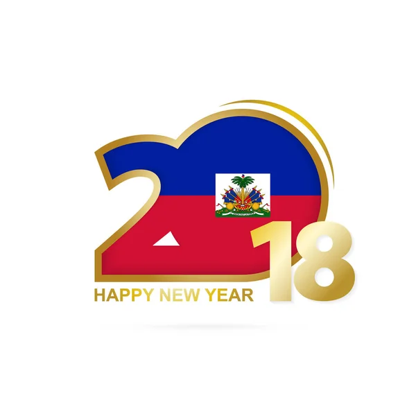 2018 年前海地国旗图案。快乐的新年设计. — 图库矢量图片