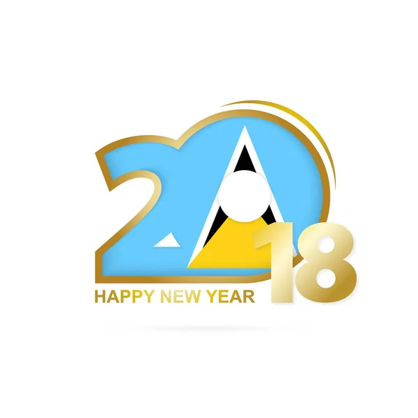 Year 2018 with Saint Lucia Flag pattern. Happy New Year Design. — Stock Vector