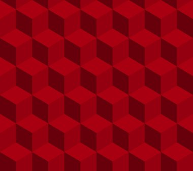 Kırmızı küp sorunsuz vektör desen. Desen renk örneği dahil.