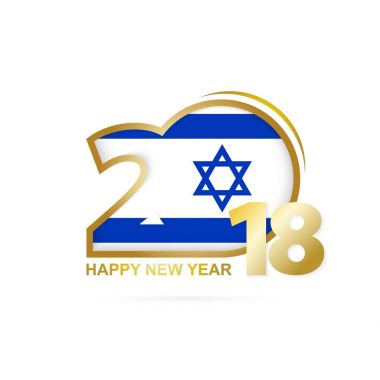 Yıl 2018 İsrail bayrağı desenli. Mutlu yeni yıl tasarım.