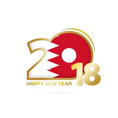 Yıl 2018 Bahreyn bayrak desenli. Mutlu yeni yıl tasarım.