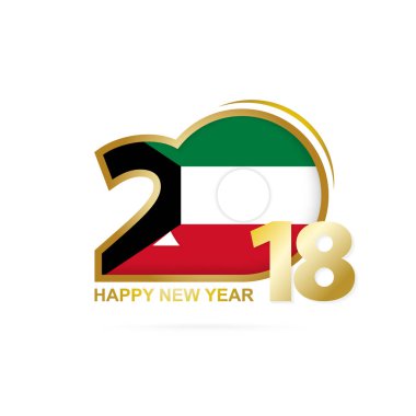 Kuveyt bayrağı desen ile 2018 yıl. Mutlu yeni yıl tasarım.