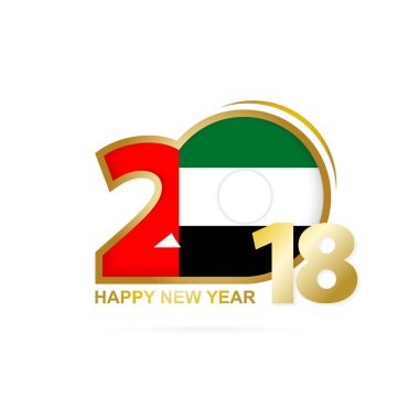 Birleşik Arap Emirlikleri bayrağı desen ile 2018 yıl. Yeni Yılınız Kutlu Olsun
