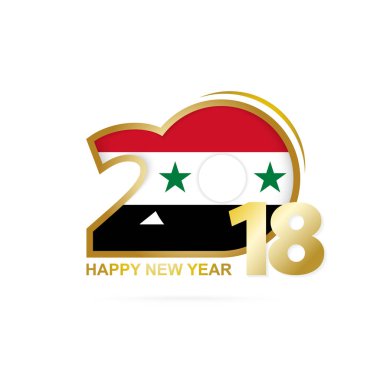 Yıl 2018 Suriye bayrak desenli. Mutlu yeni yıl tasarım.