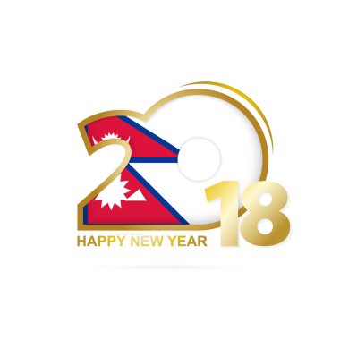 Yıl 2018 Nepal bayrak desenli. Mutlu yeni yıl tasarım.