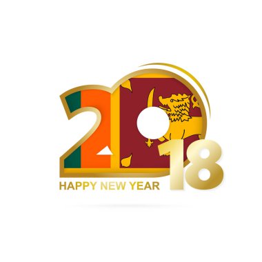 Yıl 2018 Sri Lanka bayrak desenli. Mutlu yeni yıl tasarım.