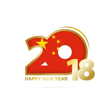 Yıl 2018 Çin bayrak desenli. Mutlu yeni yıl tasarım.