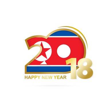 Kuzey Kore bayrağı desen ile 2018 yıl. Mutlu yeni yıl tasarım.