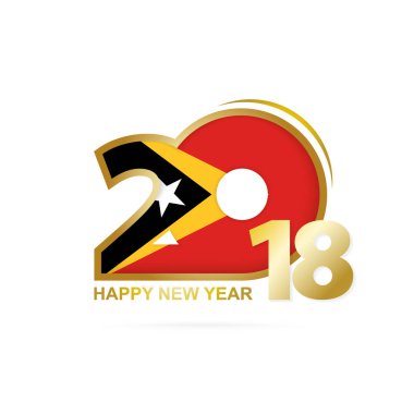 Yıl 2018 Doğu Timor bayrağı desenli. Mutlu yeni yıl tasarım.