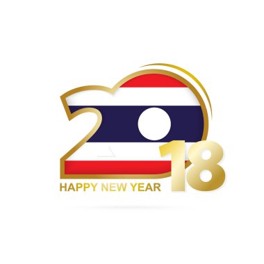 Yıl 2018 Tayland bayrak desenli. Mutlu yeni yıl tasarım.