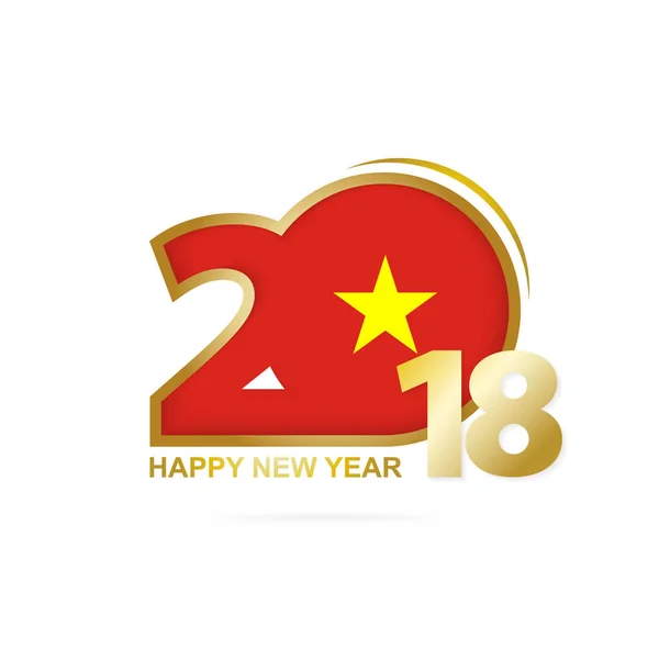 ベトナムの旗パターンで 2018 年。新年あけましておめでとうございますデザイン. — ストックベクタ