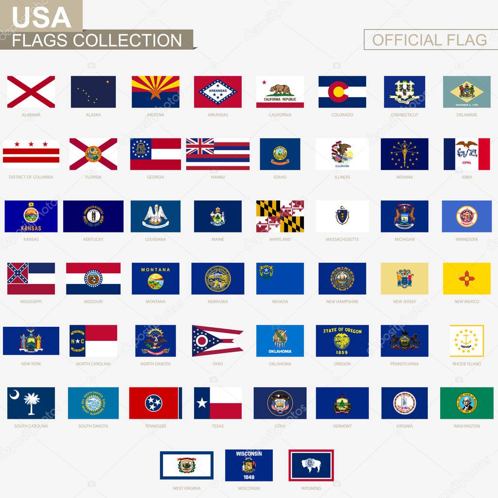 State flags of United States of America, official vector flags c