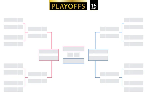 16 týmu Single Elimination závorka. Turnaj závorka pro play-off — Stockový vektor