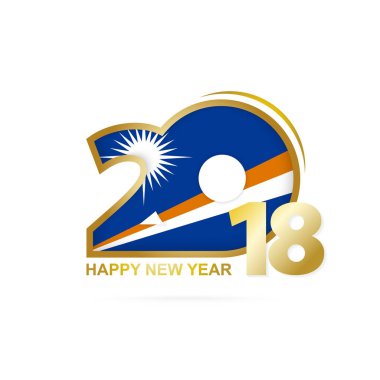 Yıl 2018 Marshall Adaları bayrak desenli. Mutlu yeni yıl Des