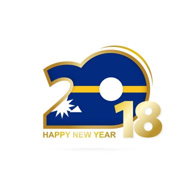 Yıl 2018 Nauru bayrak desenli. Mutlu yeni yıl tasarım.