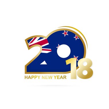 Yıl 2018 Yeni Zelanda bayrak desenli. Mutlu yeni yıl tasarım.