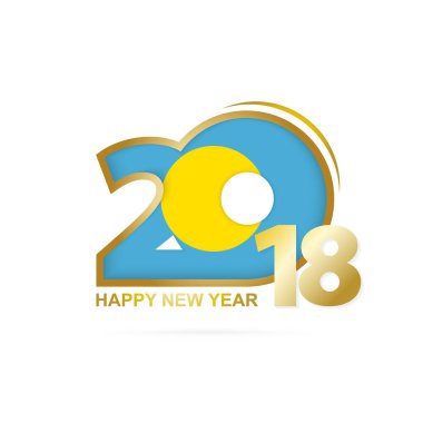 Yıl 2018 Palau bayrak desenli. Mutlu yeni yıl tasarım.